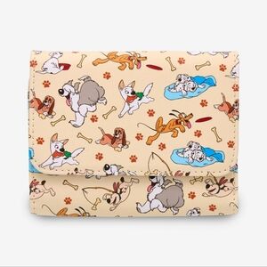 Loungefly Cream Disney Dogs Fold Wallet with Multicolor Character Print